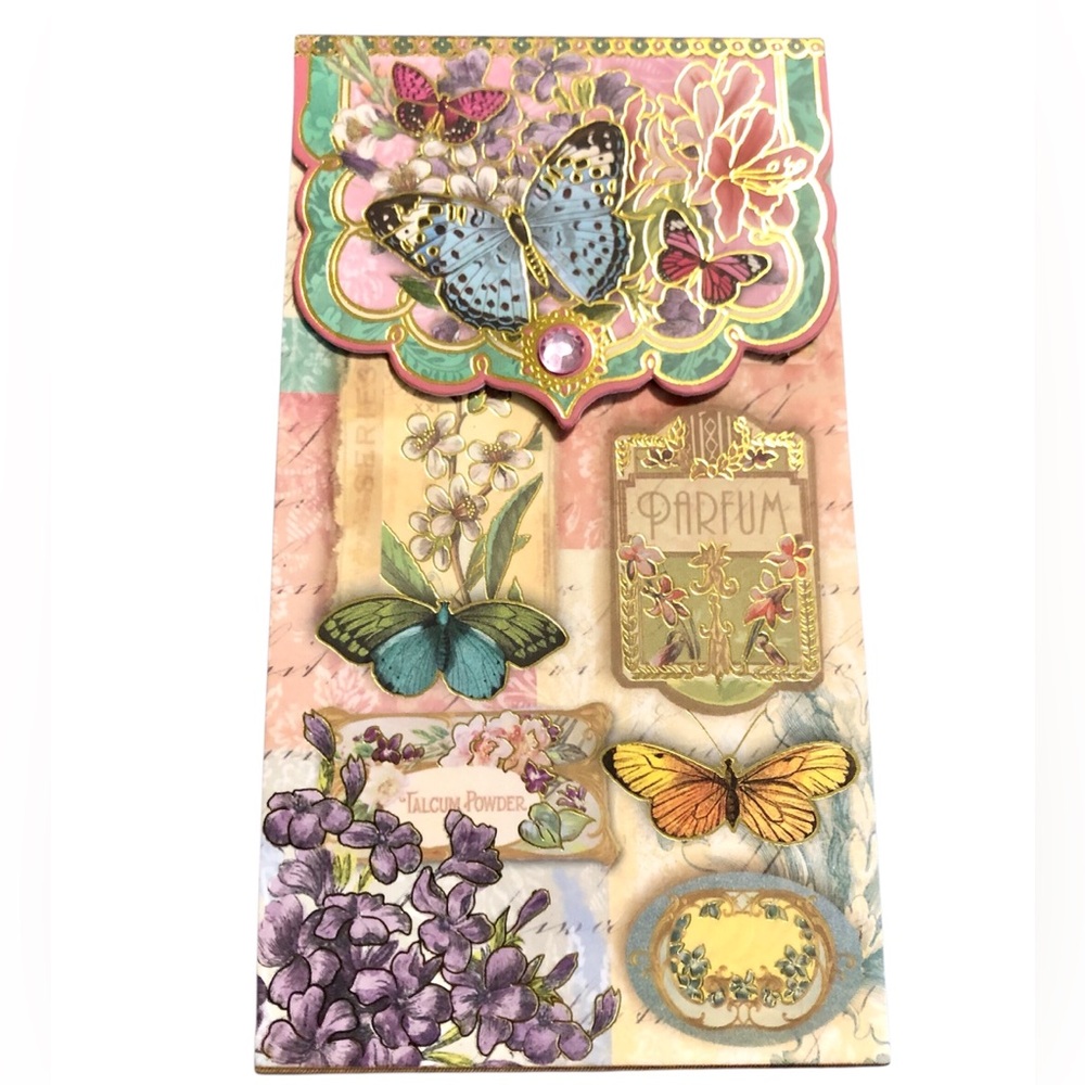 Punch Studio Embellished Long Notepad: Powder Room Butterflies (94203)